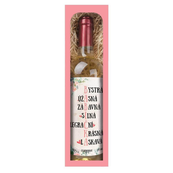 Dárkové bílé víno 0,75 l pro babičku - Chardonnay-HLAVNI-CZ