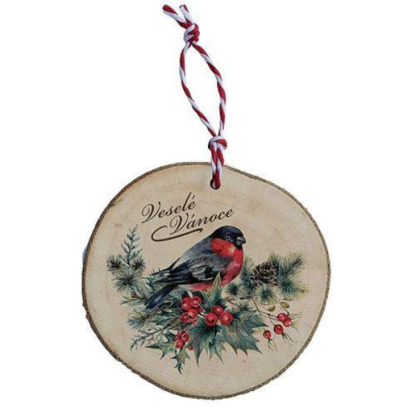 Dřevěná vánoční ozdoba - ptáček-HLAVNI-CZ