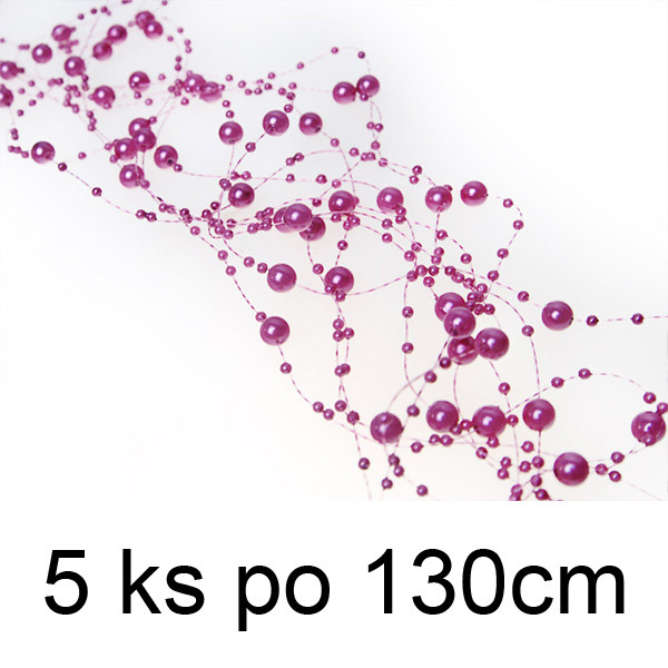 Perličková girlanda 1,3m - malinová ( 5 ks/bal )