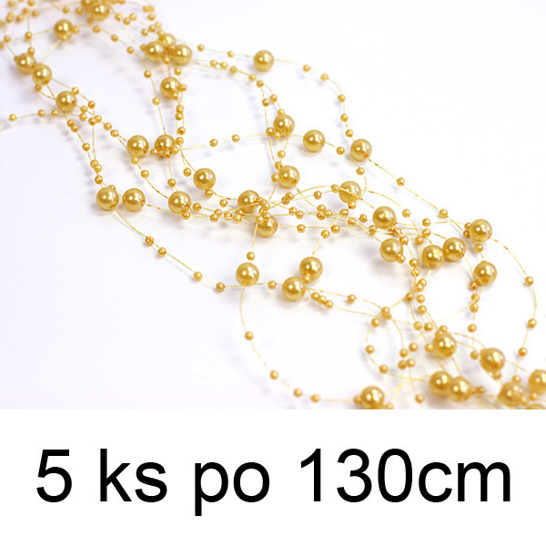 Perličková girlanda 1,3m - pastelová zlatá ( 5 ks/bal )
