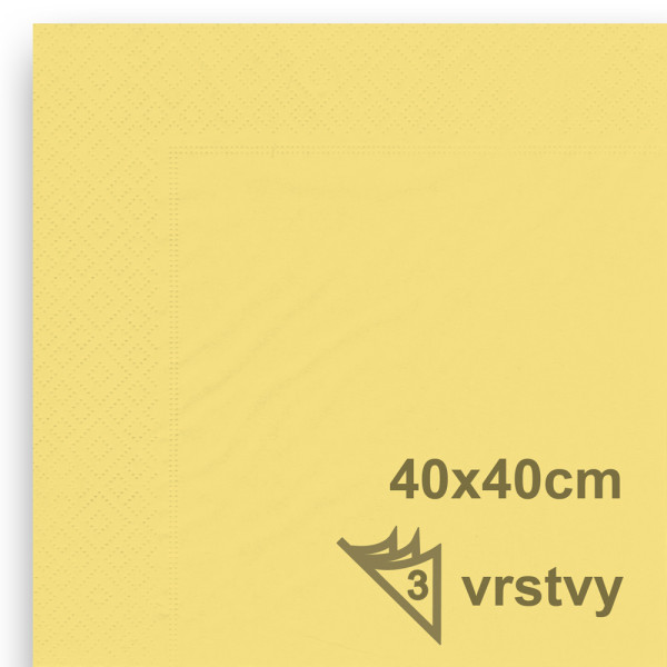 Ubrousky 40 x 40 cm - žlutá (50 ks/bal)