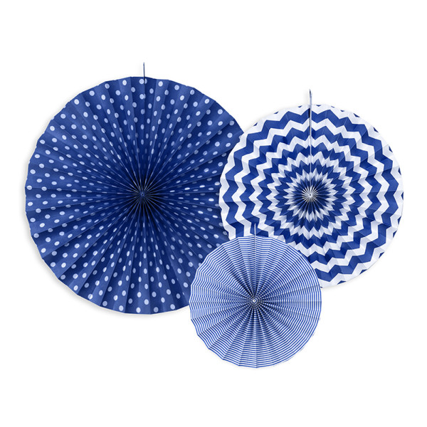 Papírová dekorace - Rozety Ø40, 32, 23 cm - tmavě modrá